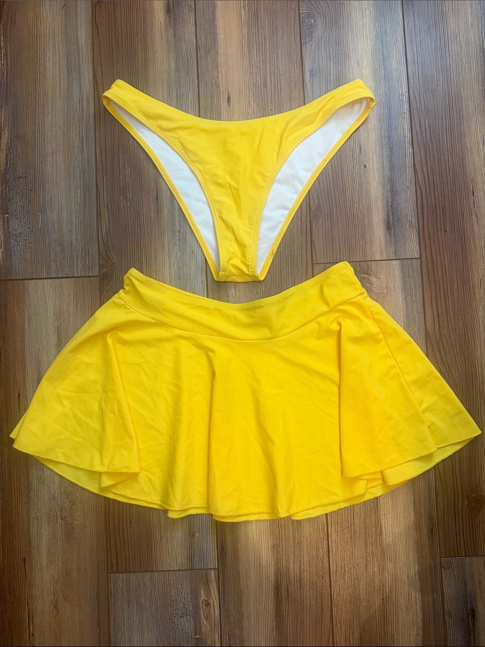 Bright Yellow Bikini Bottom and Skirt Set